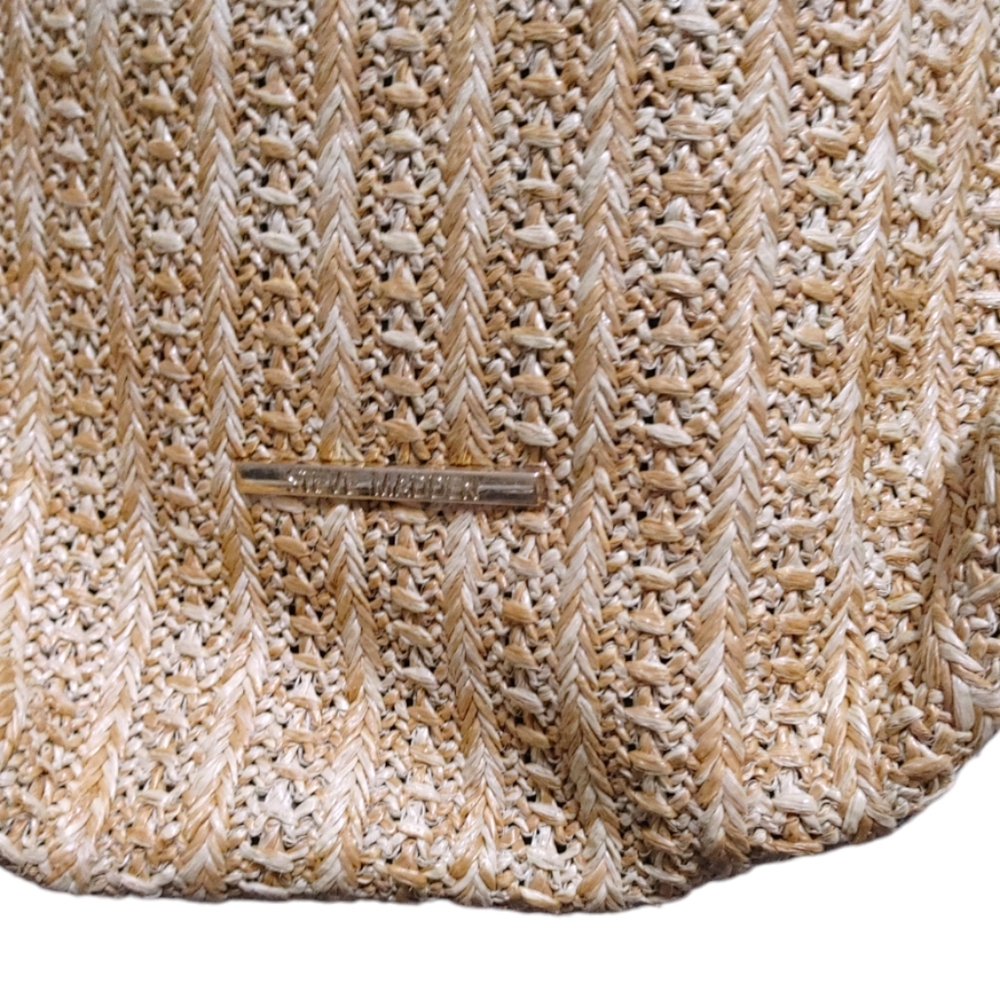 Steve Madden Wicker Beige Brown Faux Leather Hobo Shoulder Bag Handbag Purse - Picture 4 of 8
